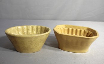 Set Of 2 Antique Yellow Ware Molds - Rustic Charm