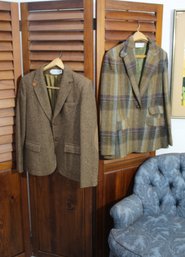 Pair Of Tweed Blazers With Elbow Patches - The Villager & Evan Picone, Size 10