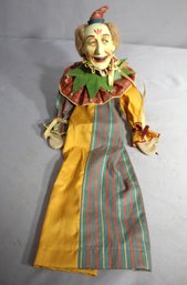 Vintage Clown Hand Puppet - Colorful And Detailed Costume