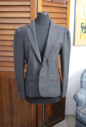 Vtg Ralph Lauren Gray Herringbone Tweed Equestrian Blazer Riding Jacket - Size 10