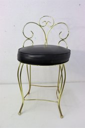 Gold-tone Chrome Scroll Wire Vanity Stool