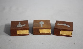 Three Vintage Mid Century Modern Dansk Denmark Teak Wood Match Box Holders