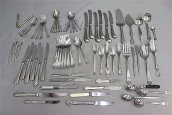 Group Lot Of Vintage Stainless Flatware And Serving Utensils