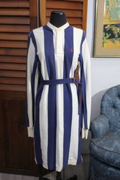 Vintage Ralph Lauren Striped Shirt Dress With Belt, Size Large
