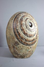 Weathered-look Earthenware Concentric Circle Ovoid Cobble