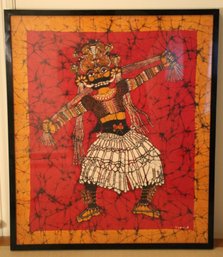 Framed Hand-Made Batik Rendering Of Indian Folk Dancer, Signed Vipula