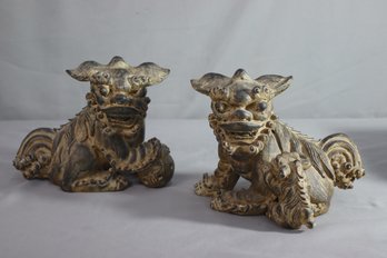 Pair Of Chinese Foo Dog/Guardian Lion Shishi Figures