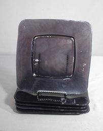 Set Of 4 Vintage Purple Square Glass Plates  8'x 8'