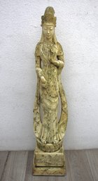 'Serene Divinity' - Antique Carved Wooden Statue Of A Goddess