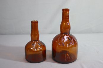 Two Vintage French Glass Liqueur Bottles (7' & 8.75')