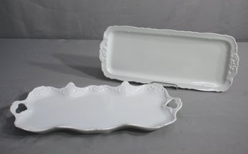 Vintage Kaiser Porcelain Handled Tray And An Unmarked Porcelain Vanity Tray