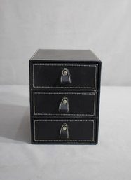 Black Leather 3 Drawer Jewelry Chest