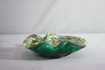 Vintage Hand Blown Murano Style Art Glass Polychrome 'tutti Fruti' Style Vessel/bowl