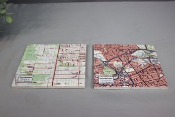 Two Sets Of Six Screencraft Tileworks City Map Coasters