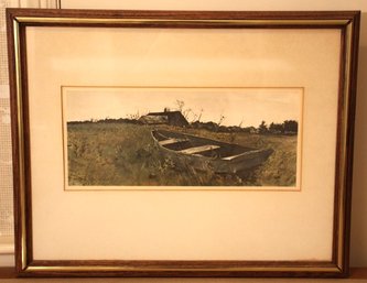 Vintage 1954 Dry Brush Landscape Of Teel's Island, Framed