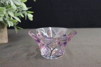 Handmade CC Zecchin Murano Glass Amythyst And Gold Flower Decorated Bowl