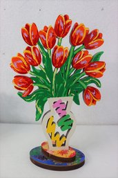 David Gerstein Studio Pop Art Post Modern Flowers Vase Wood Sculpture
