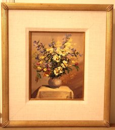Framed Original Oil On Canvas Floral Still Life, Signed