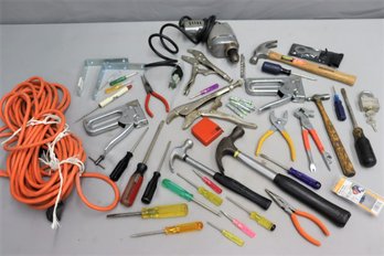 Group Lot Of Hand Tools And Extension Power Cord