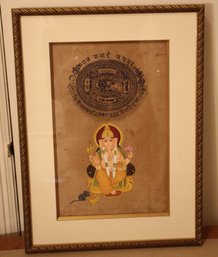 Handcrafted Marwar Painting Of Ganesh On Old Raj Document