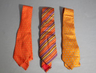 Set Of Three Vintage Herms Silk Ties - Vibrant Patterns