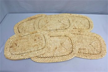 Group Lot Of 6 Woven Grass Oval Placemats