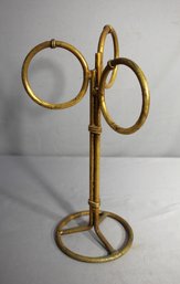 Vintage Mid 20th Century Italian Gilt Three Ring Metal Towel Holder