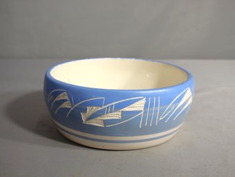 Navajo Pottery USA Etched Bowl Handmade Pastel Signed-Silas Nay