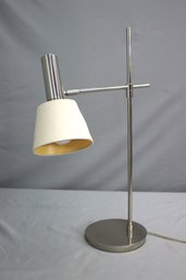 Contemporary Chrome And White Swing Arm Desk Lamp