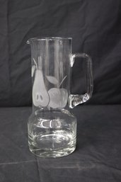 Vintage Mid-Century Etched Fruit Design Pitcher