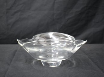 Vintage Steuben Glass Crystal Calyx Leaf Bowl, Signed