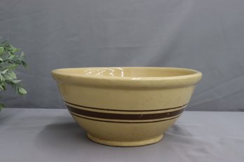 Vintage Yellow Ware Bowl Brown Stripe