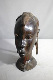 Vintage African Nigerian Head Sculpture With Ponytail