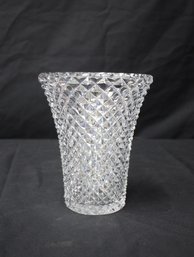 Vintage Diamond Point Cut Glass Crystal Form Vase