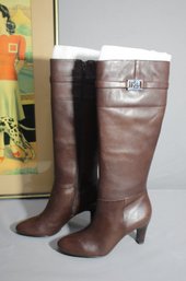 NEW Lauren By Ralph Lauren 'Sula' Dark Brown Burnished Calf Leather Boots-sz 6B