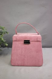 Vintage Pink Suede Jewelry Box Shaped Kinda Like A Birkin Bag