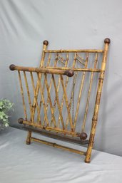 Vintage Arts & Crafts Style Wall Leaning Or Wall Mounted Bamboo Magazine Rack