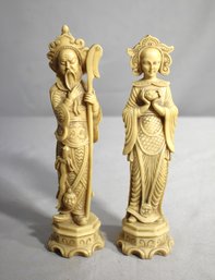 Vintage Pair Of Chinese Figurines - Elderly Man And Woman Statues