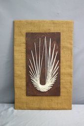 Vintage Nail & String  Abstract Composition, Mounted Wood On Burlap