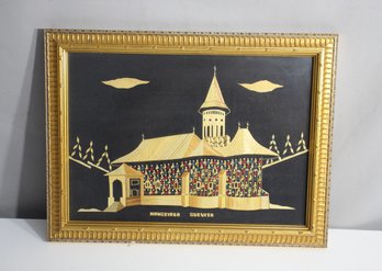 'Sucevia Monastery' - Intricate Folk Art Representation In Striking Gold Frame