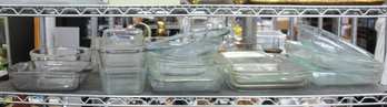 Shelf Lot Of Pyrex Clear Glass Baking Ware