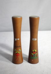 Vintage MCM Danish Wooden Salt And Pepper Shakers - Puerto Rico Theme