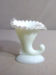 Vintage Fenton Silver Crest Milk Glass Jack In The Pulpit Candle Holder Vase