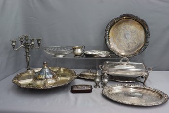 Group Lot Of Vintage Silver Plate Tabletop And Serving Items