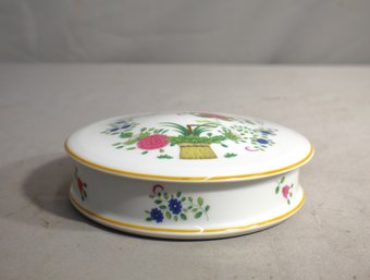 Vintage Raynaud Limoges Panier Chinois Celadon Large Lidded Trinket Box