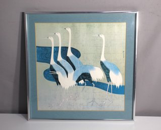 Framed Sakai Hoitsu Crane Wall Art