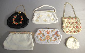 Collection Of 6 Vintage Handbags - Embroidered And Beaded Designs