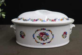 SPM Walkure Porcelain Oval Covered Dish Floral Polychrome Motif