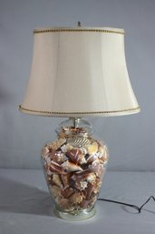 Glass Ginger Jar Lamp Filled With Sea Shells