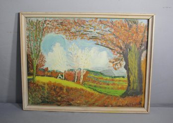 Framed Signed Painting On Board 'Autumn Field'